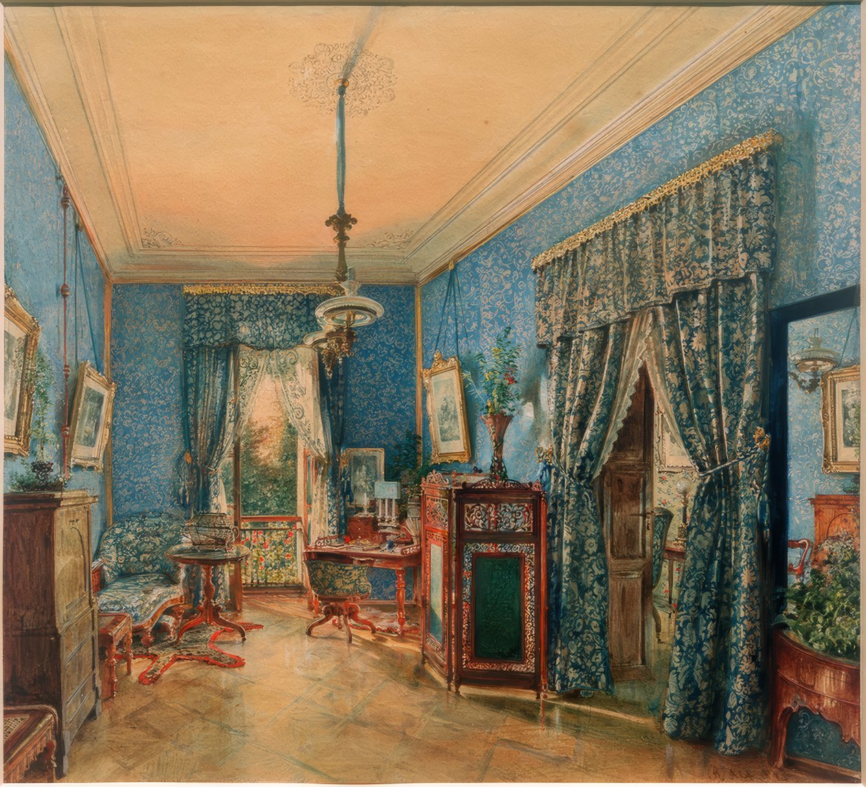 Blauwe kamer door Rudolf von Alt