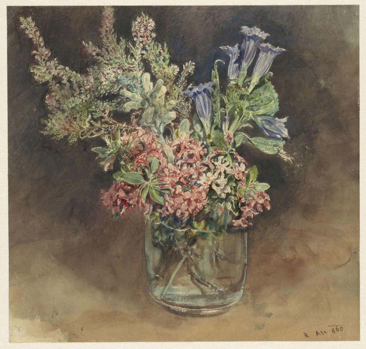 Glas met alpenbloemen door Rudolf von Alt