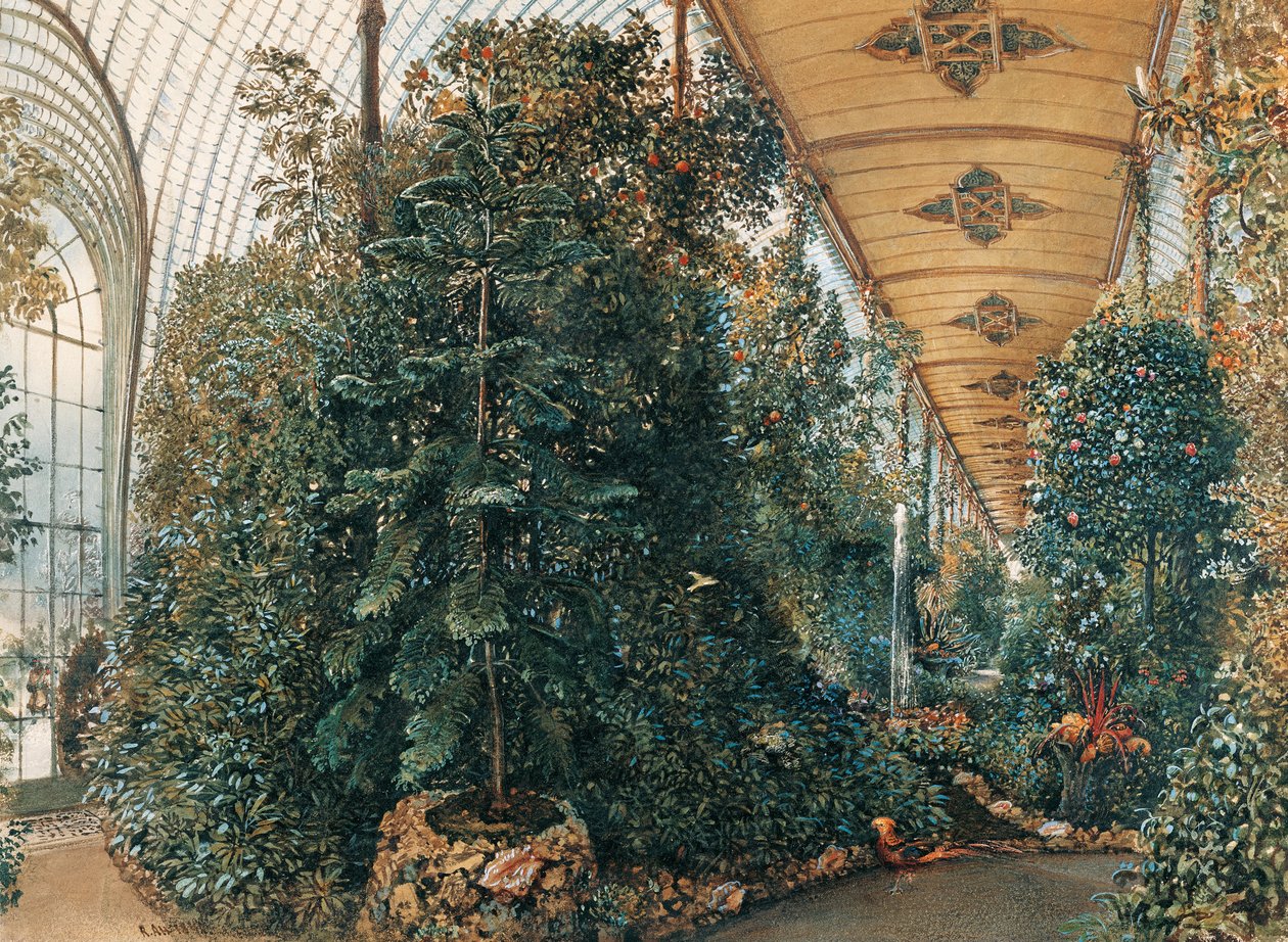 Interieur van het Palmenhuis van Lednice Paleis door Rudolf von Alt
