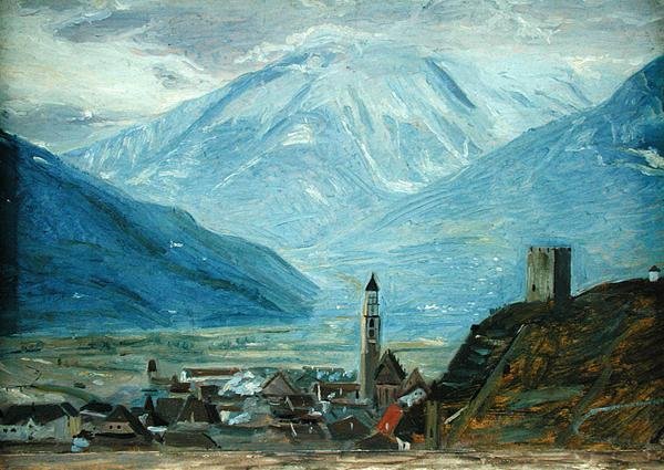 Merano in de sneeuw, c.1840 door Rudolph Friedrich Wasmann