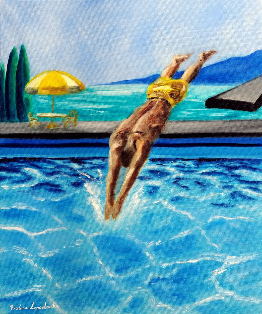 Into the Blue, 2025 (olieverf op doek) door Ruslana Levandovska
