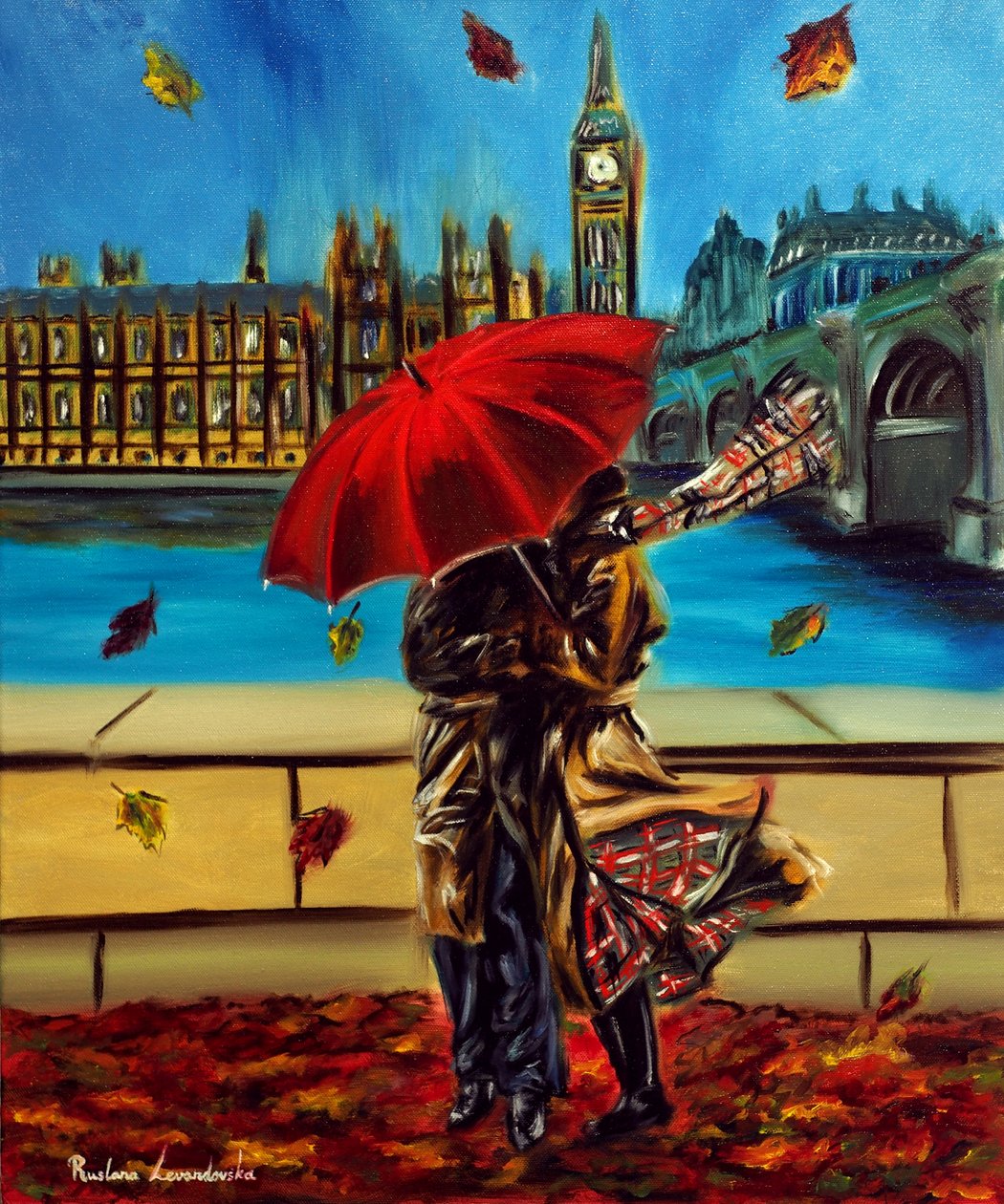 London Embrace, 2025 (olieverf op doek) door Ruslana Levandovska