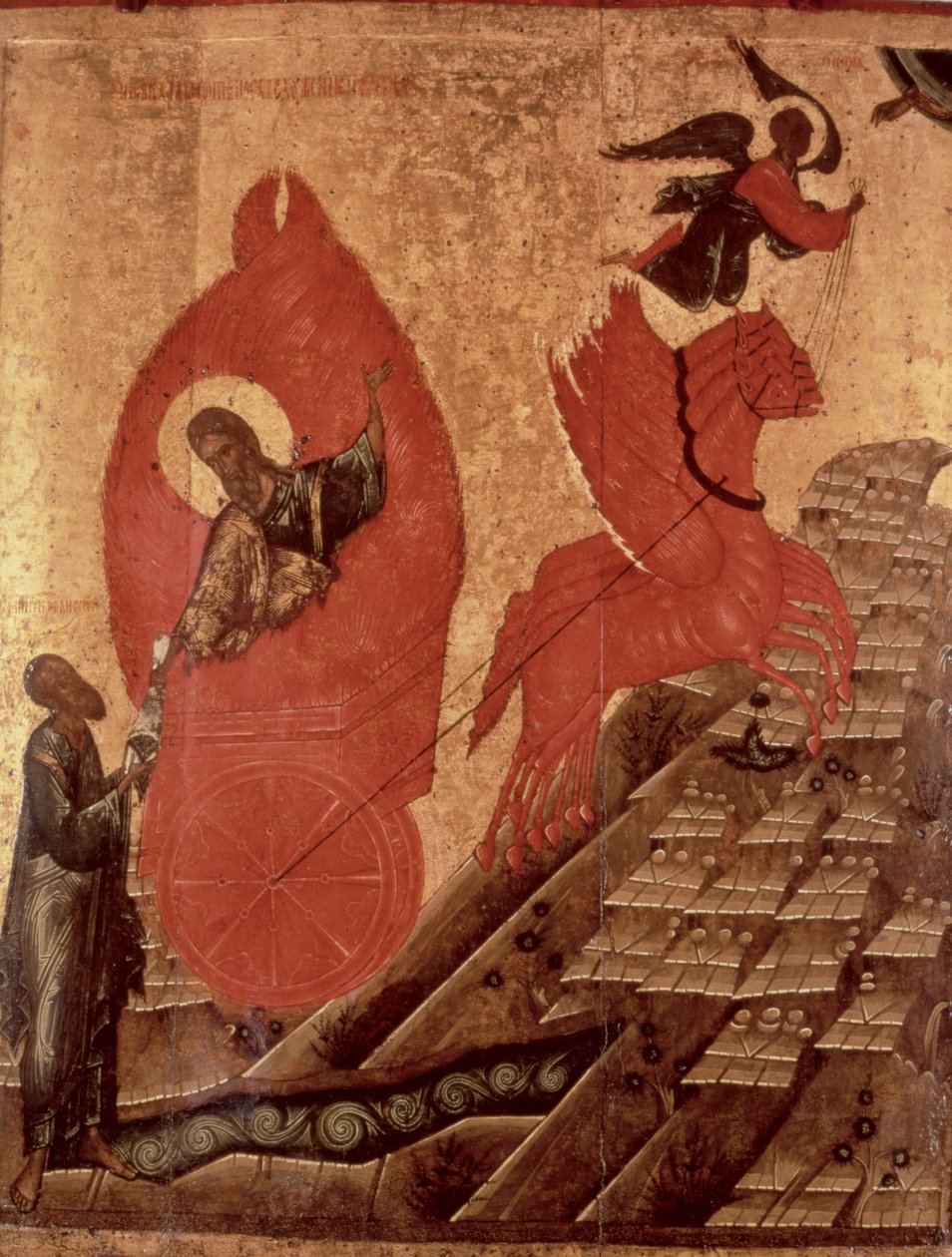 De Hemelvaart van Elia, icoon, Pskov School, c.1650 door Russian School
