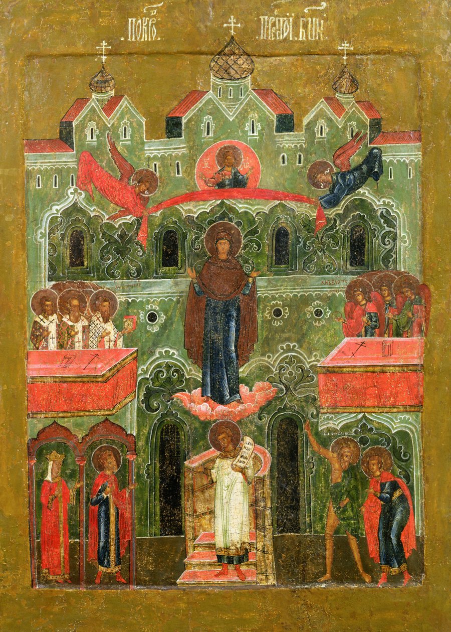 De Pokrov (Voorbede van de Moeder Gods) door Russian School