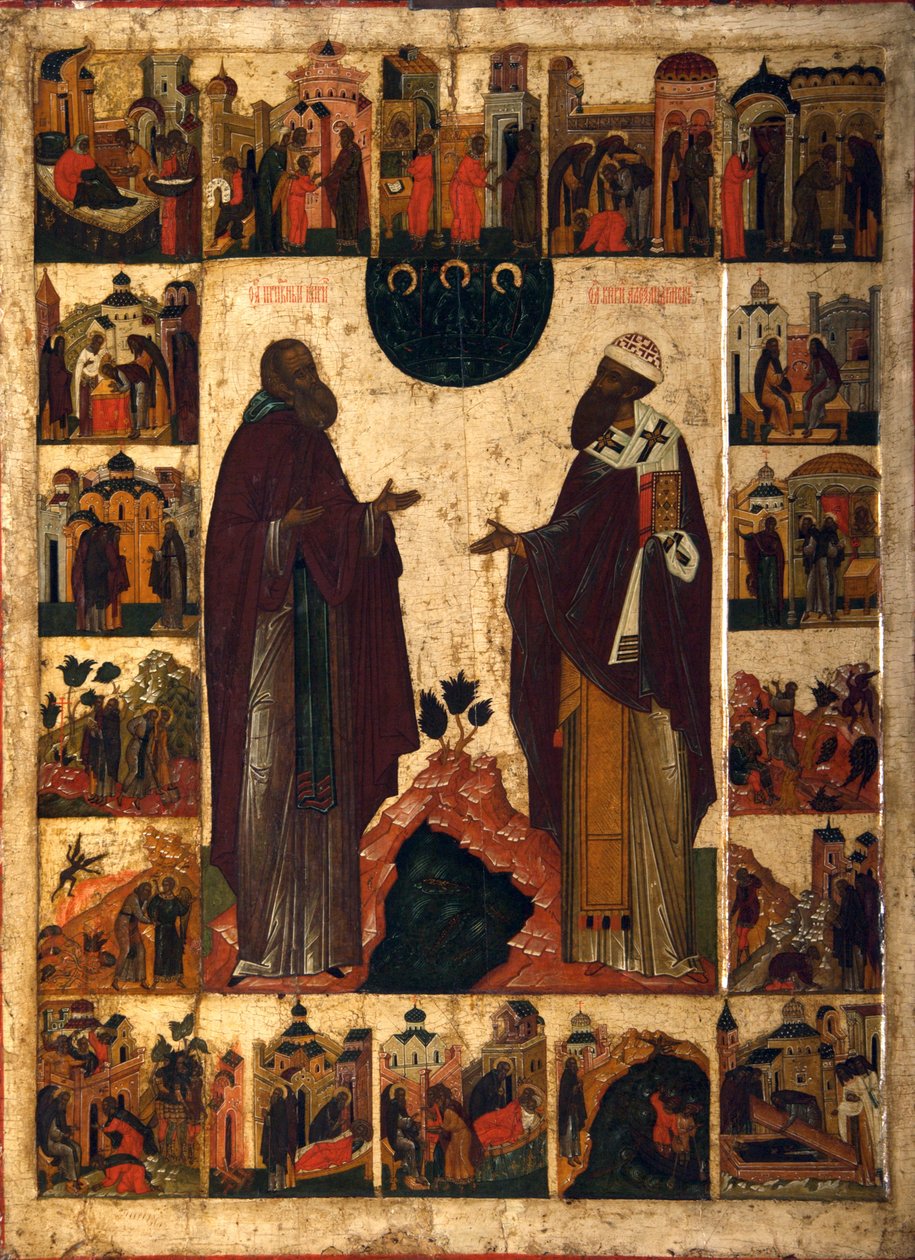 Sint Cyrillus van Witte Meer en Sint Cyrillus van Alexandrië, tweede helft van de 18e eeuw door Russian icon.