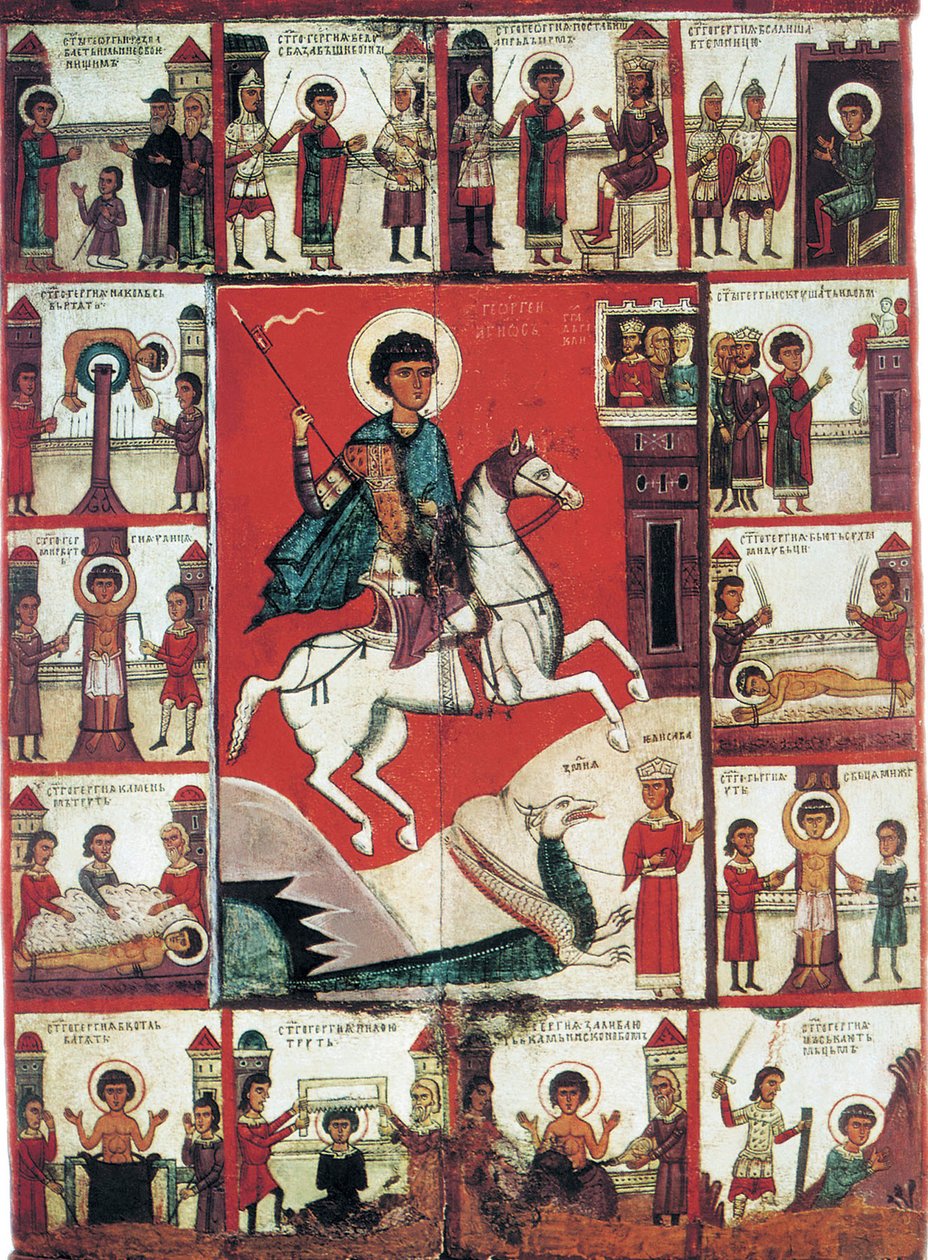 Sint Joris met scènes uit zijn leven, 14e eeuw door Russian icon.