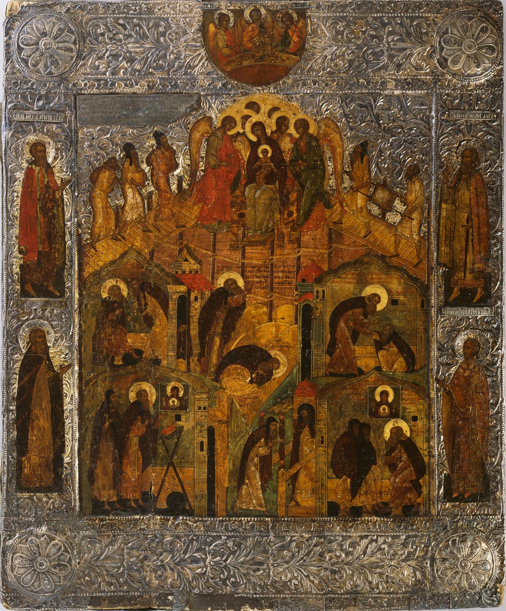 De Openbaring van de Maagd Maria aan Sint Alexander Svirsky, 1600s door Russian icon.