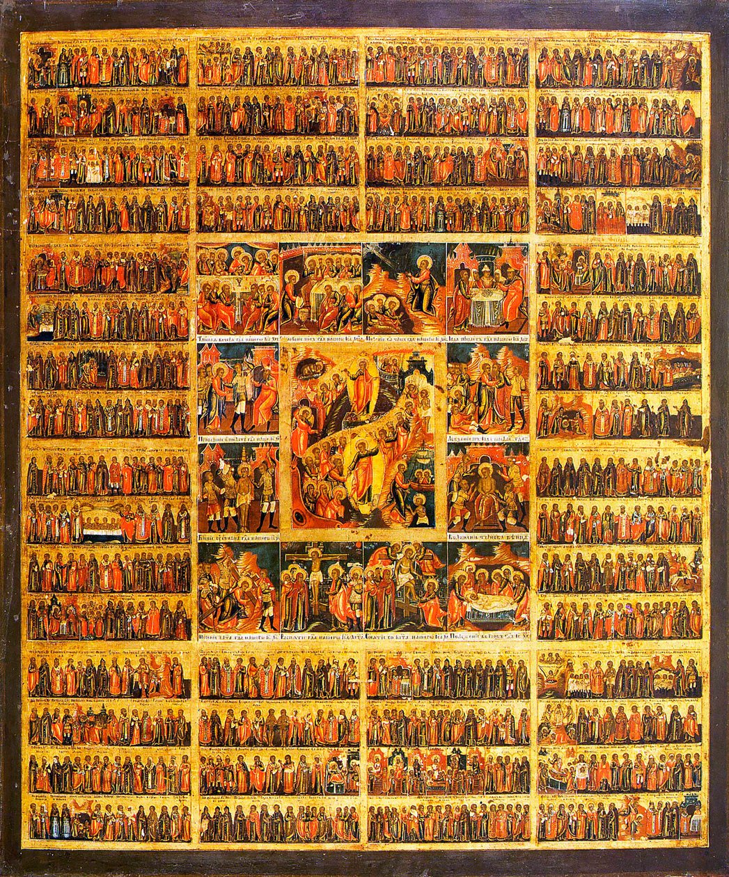 Jaar Kalender met de Scènes van de Passie van Christus door Russian icon.