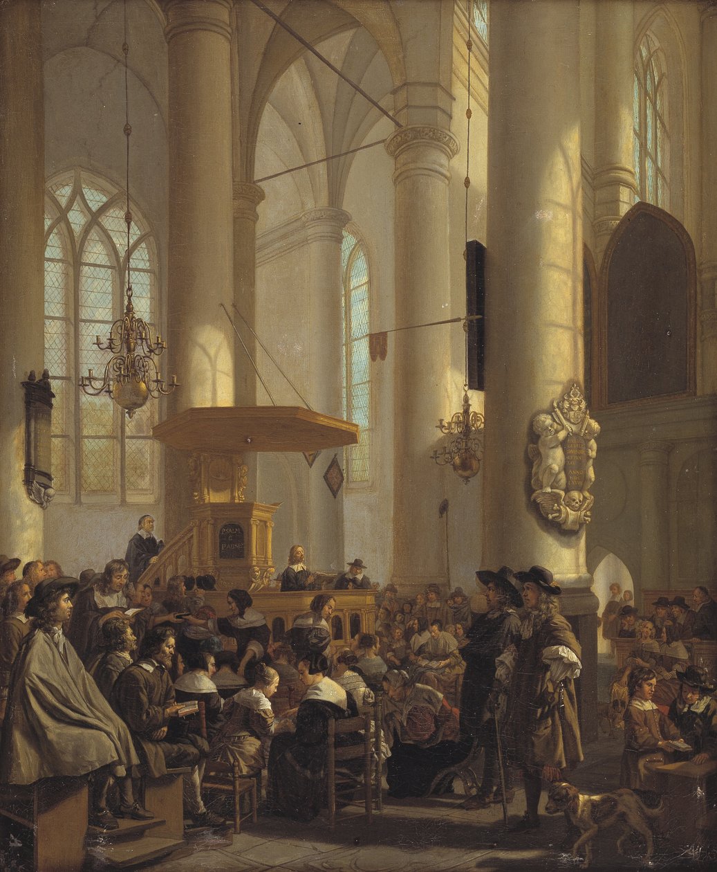 Interieur van een Nederlandse kerk door Rutger van Langevelt