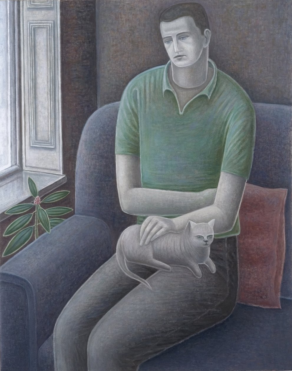 Jonge man met kat, 2008 door Ruth Addinall