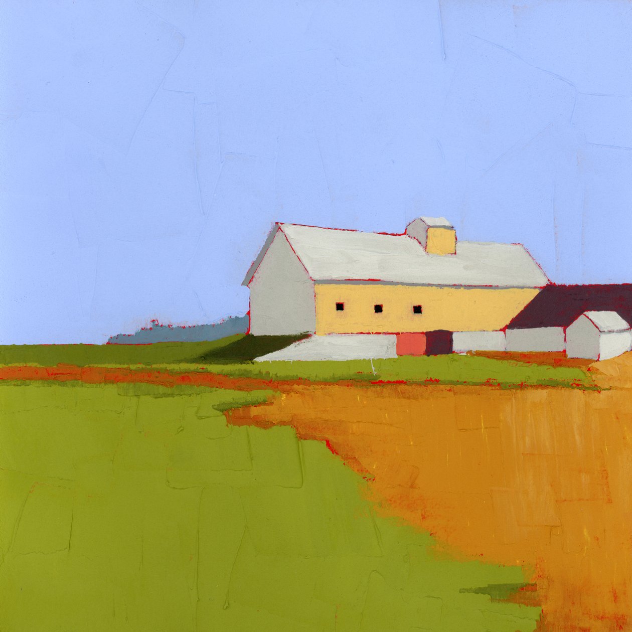Ayrhill Farm, 2025 (acryl op houten paneel) door Ruth Lague