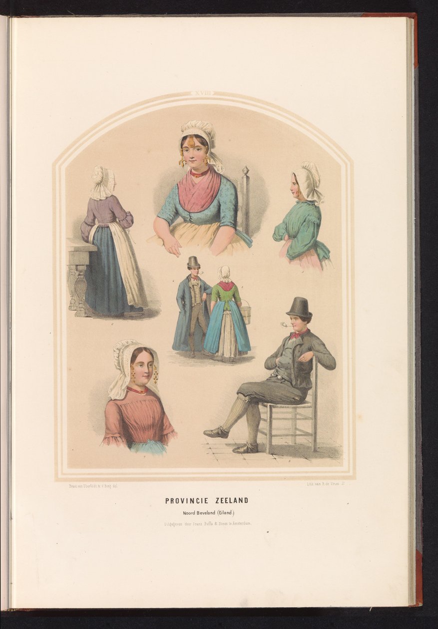 Klederdracht van Noord-Beveland in Zeeland, 1857 door Ruurt de Vries