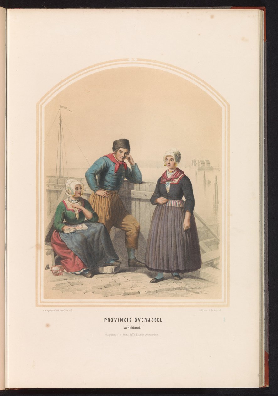 Klederdracht van Schokland in de provincie Overijssel, 1857 door Ruurt de Vries