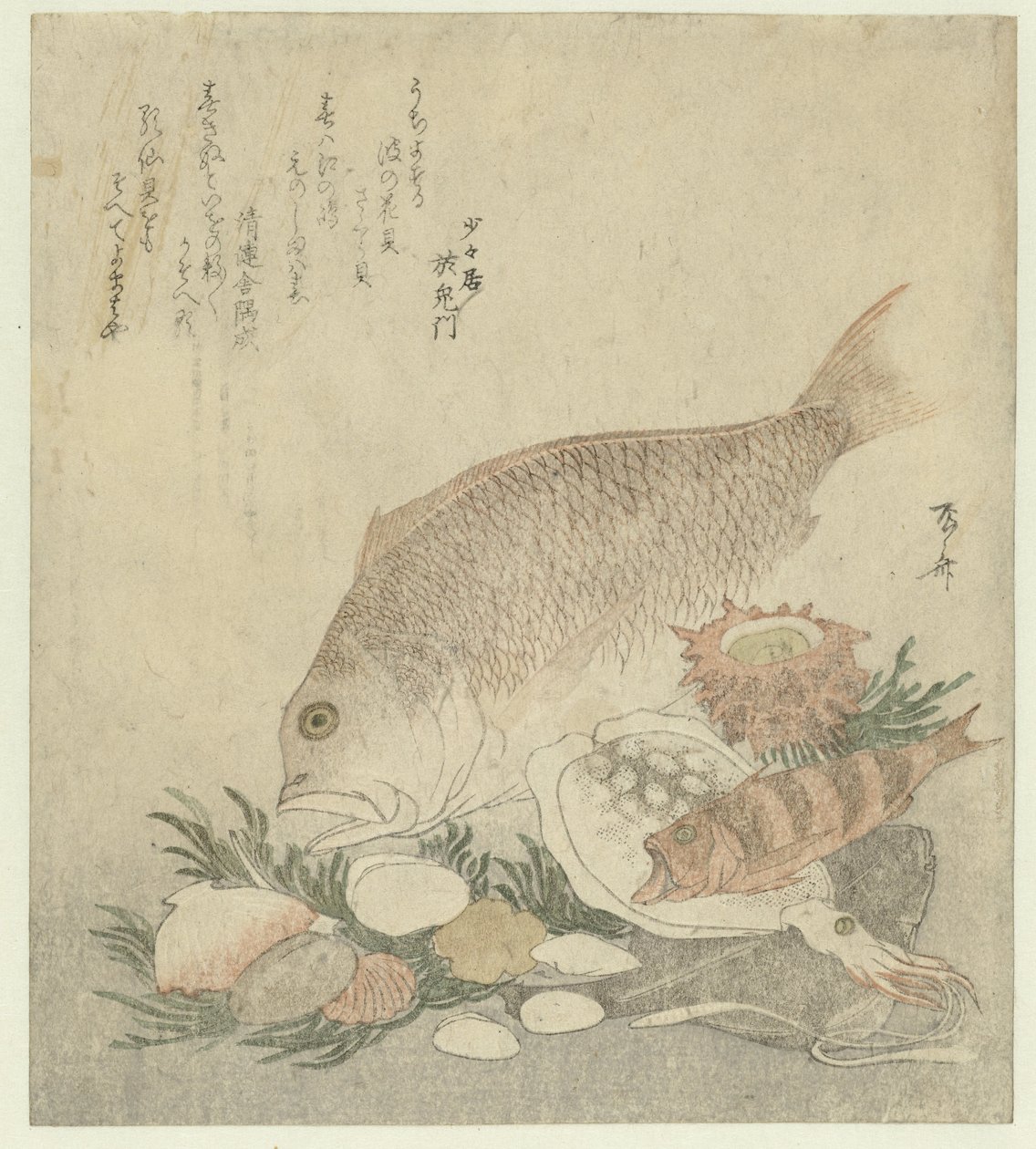 Vis en schelpen door Ryuryukyo Shinsai