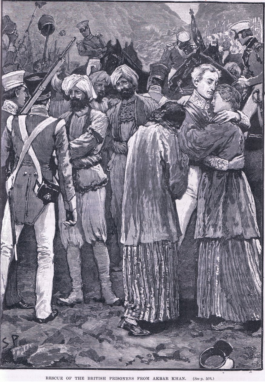 Redding van de Britse gevangenen van Akbar Khan AD 1842 door S. Paget