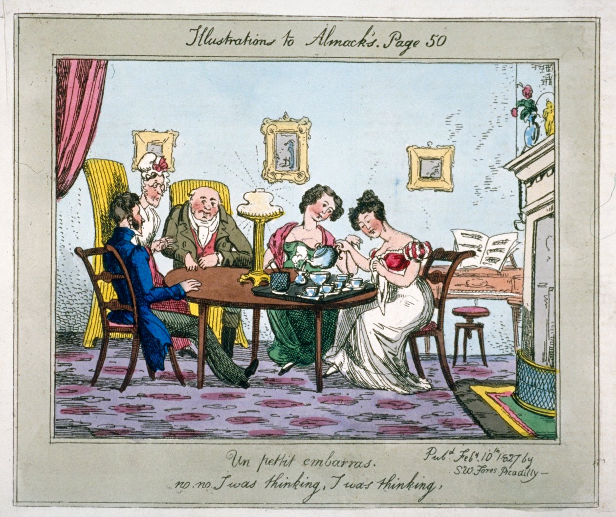 Een klein ongemak, nee, nee. Ik was aan het denken, ik was aan het denken, 1827 door SW Fores