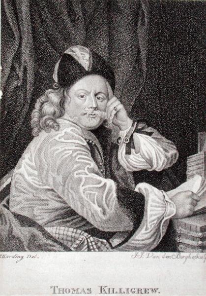 Thomas Killigrew (1612-83), gegraveerd door J.J. Van den Bergh door S. (after) Harding