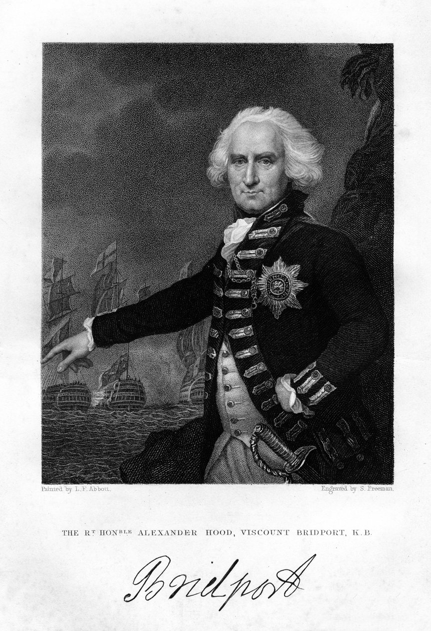 Admiraal Alexander Hood 1726-1814, 1e Burggraaf Bridport, 1837 door S. Freeman