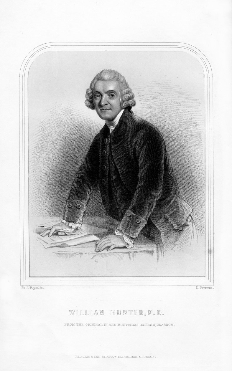 Dr. William Hunter, Schotse anatoom en verloskundige, 1870 door S. Freeman