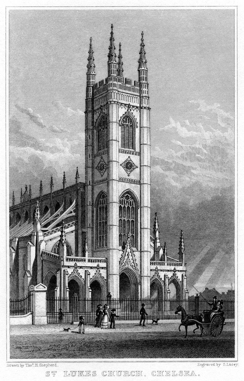 St. Lukes Kerk, Chelsea, Londen, 1828 door S. Lacey