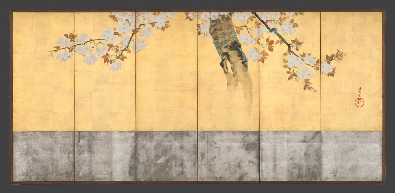 Bloeiende kersenbomen door Sakai Hoitsu