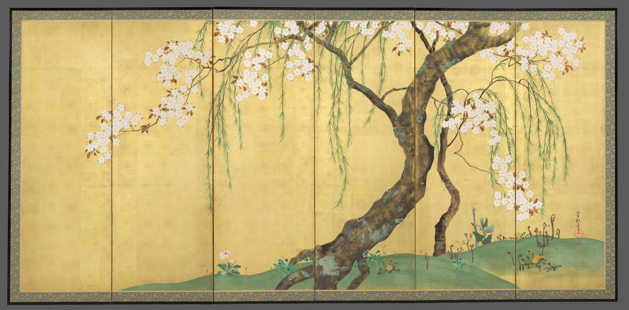 Kersen- en esdoorns door Sakai Hoitsu