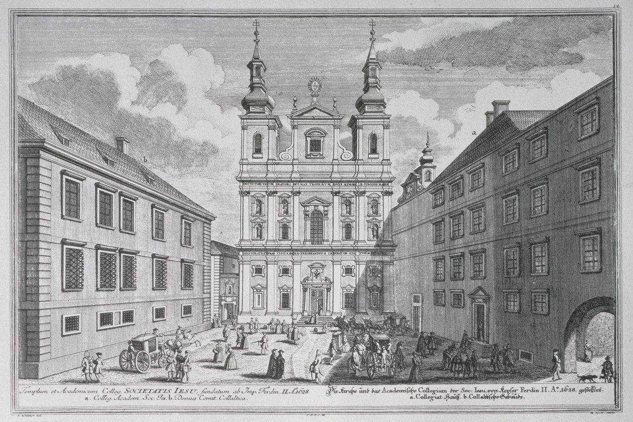 Uitzicht op de Jesuitenkirche en Dr-Ignaz-Seipal-Platz in Wenen door Salomon Kleiner