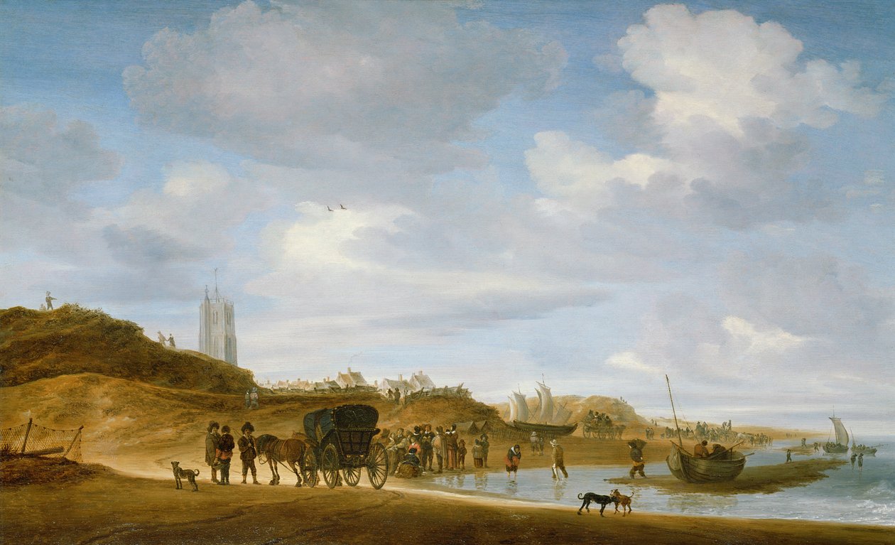 Het strand bij Egmond-aan-Zee door Salomon van Ruisdael or Ruysdael