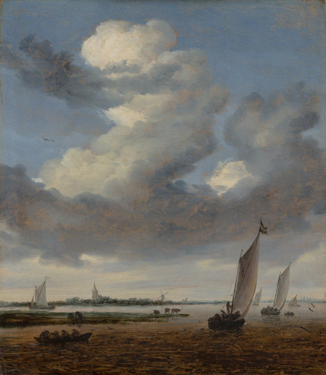 Gezicht op Beverwijk vanaf de Wijkermeer door Salomon van Ruisdael or Ruysdael