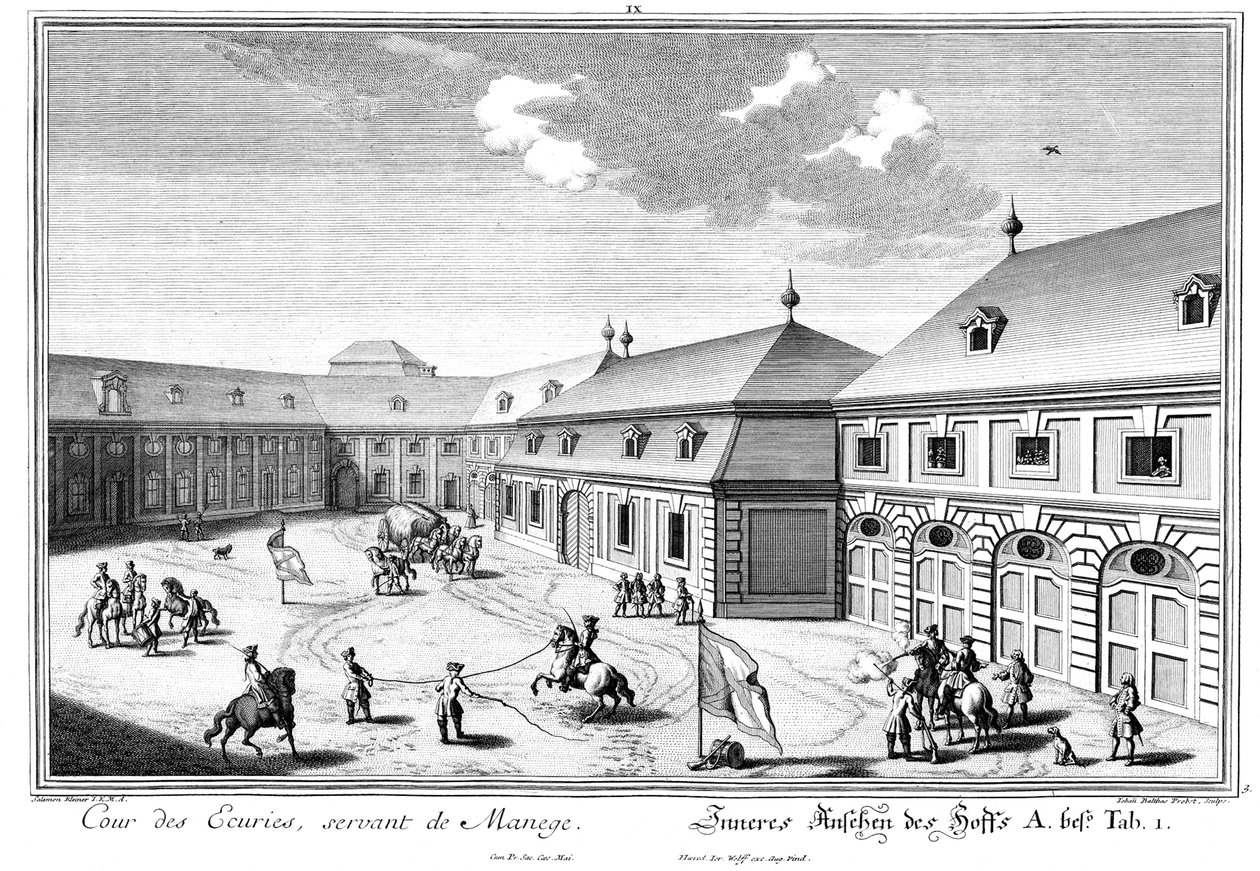 Uitzicht op de Marstallhof door Salomon Kleiner
