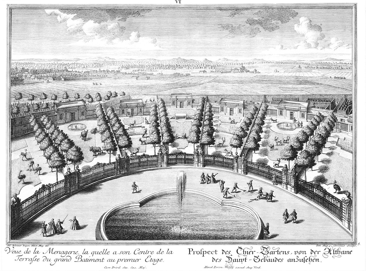 Uitzicht op de dierentuin door Salomon Kleiner
