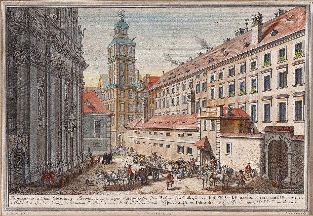 De Dominicanenkerk met sterrenwacht in de Postgasse door Salomon Kleiner