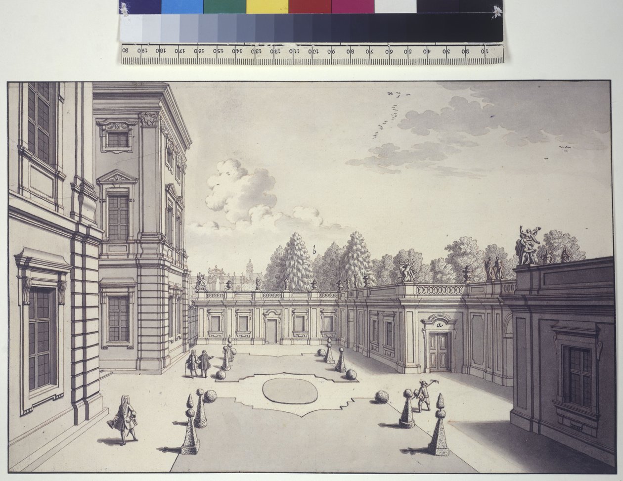 Volledige pagina: uitzicht op de tuinen van het paleis van Liechtenstein door Salomon Kleiner