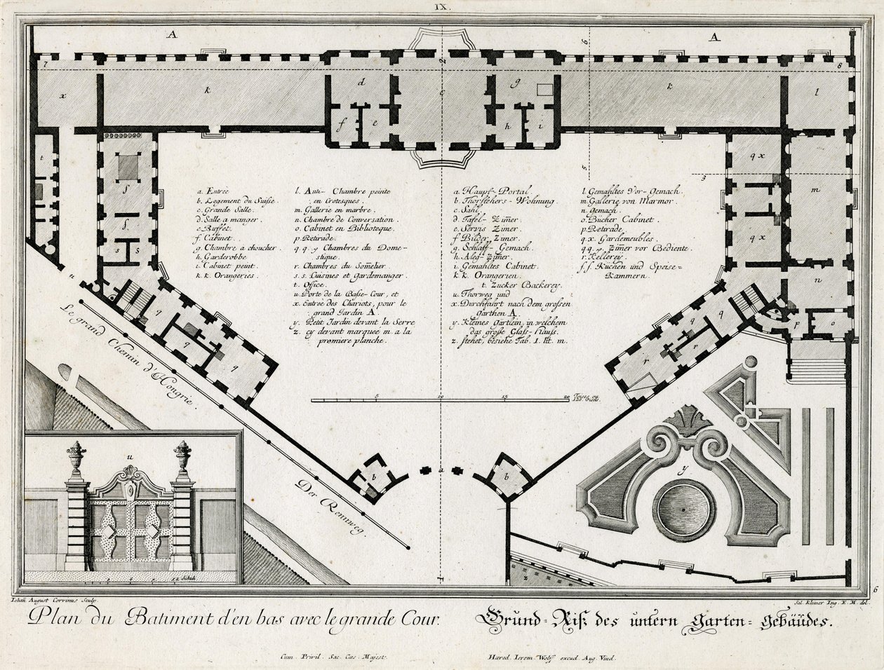 Plattegrond van het onderste kasteel door Salomon Kleiner