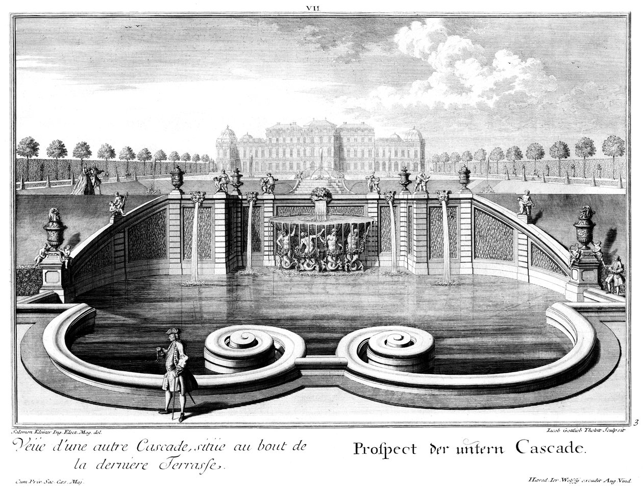Prospectus van de onderste cascade door Salomon Kleiner