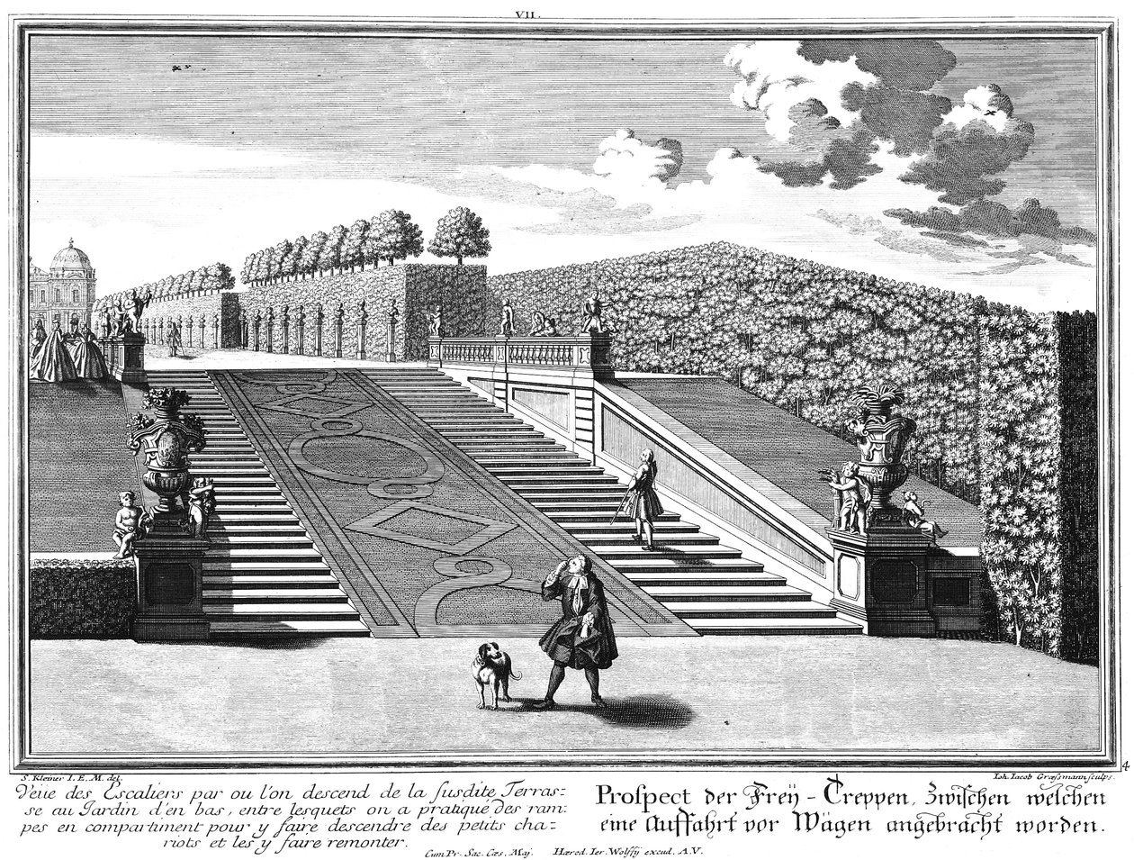 Prospectus van de westelijke trap met oprit door Salomon Kleiner