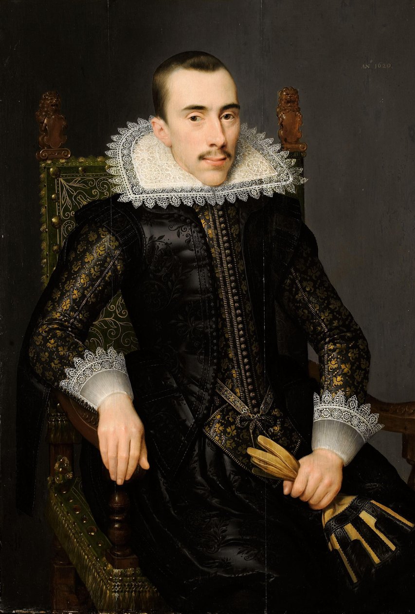 Portret van een Man, mogelijk Walterus Fourmenois (1596-1653) door Salomon Mesdach (attributed to)