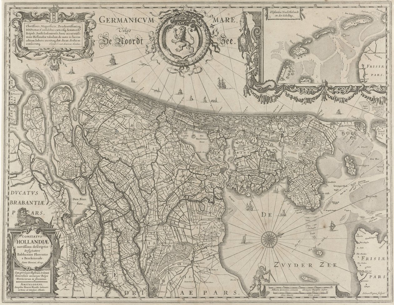 Topografische kaart van Holland door Salomon Rogiers