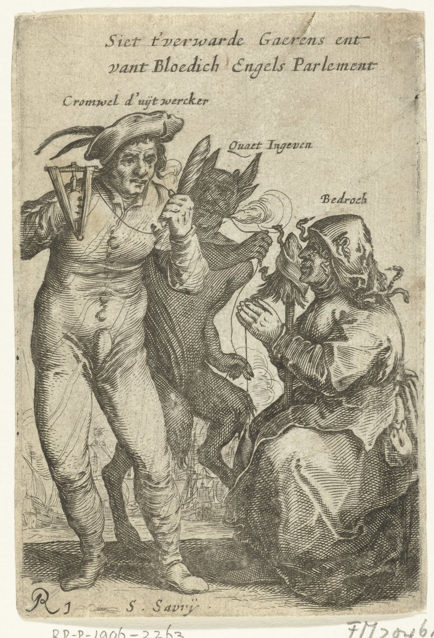 Spotprent op Cromwell, ca. 1652-1654 door Salomon Savery