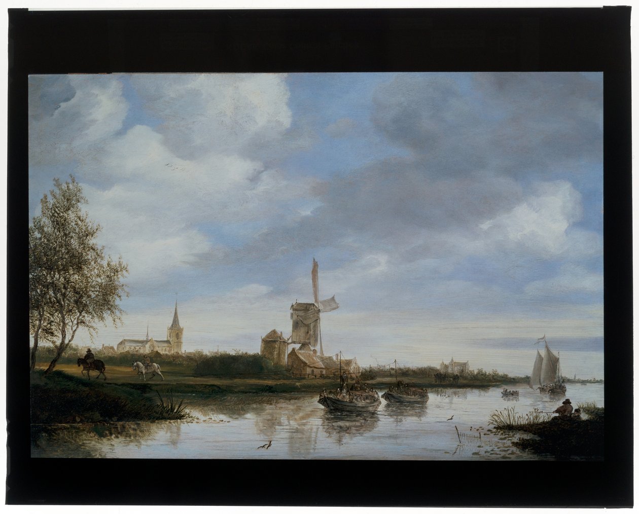 Rivierlandschap met molen door Salomon van Ruisdael or Ruysdael