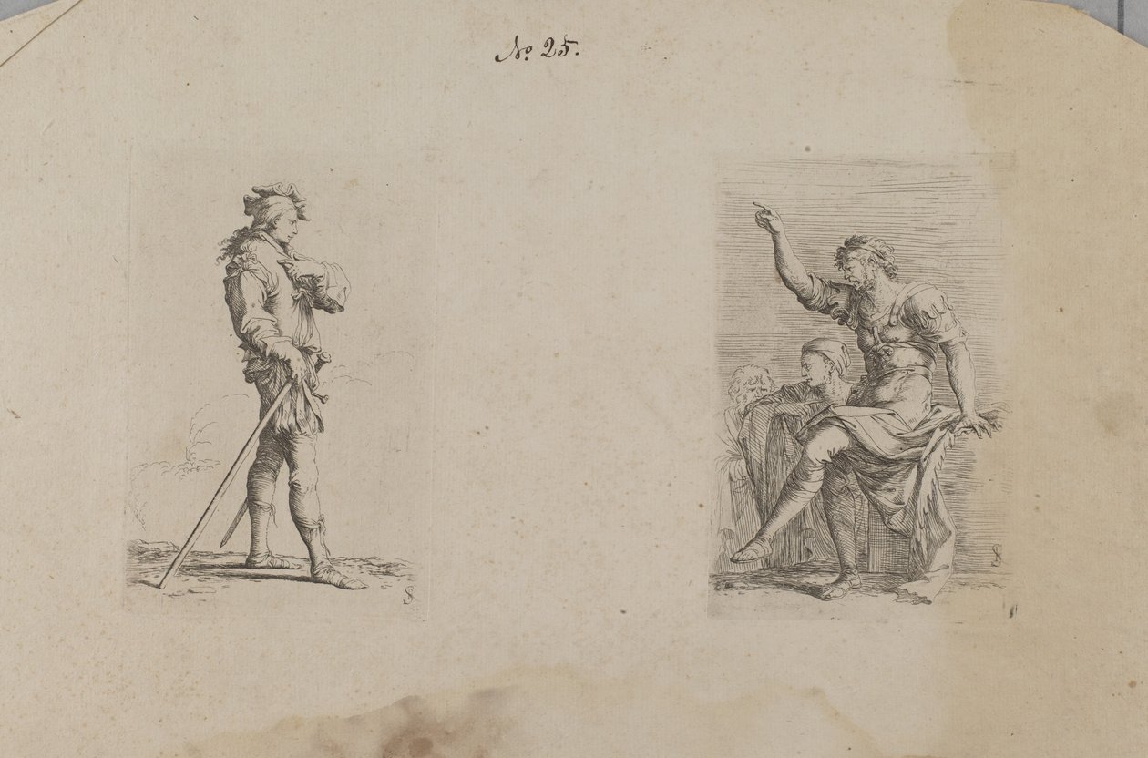 (Figurenserie) Man met arm op borsthoogte door Salvator Rosa