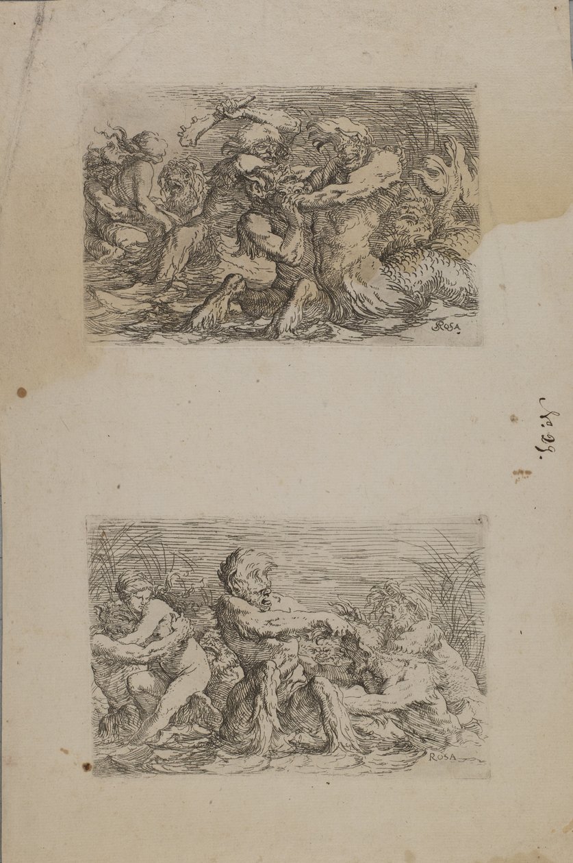 (Figurineserie) Riviergoden in gevecht door Salvator Rosa