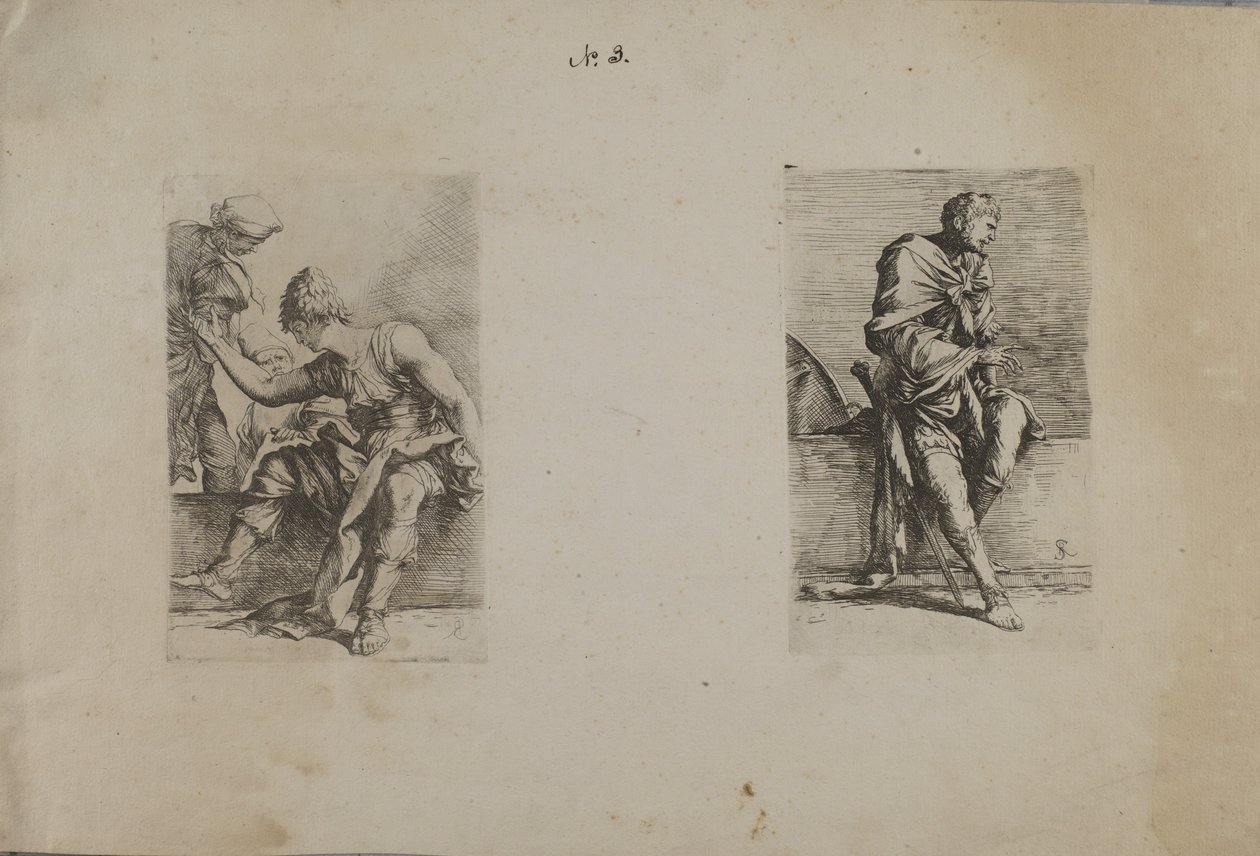 (Beeldjesreeks) Zittende figuur met puntig hoofd door Salvator Rosa