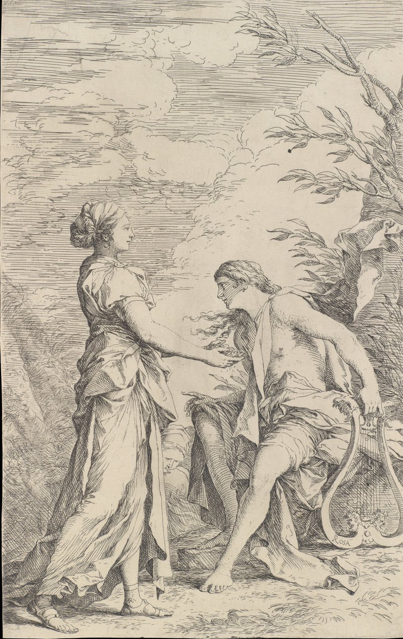 Apollo en de Cumaeense Sibylle, ca. 1661 door Salvator Rosa