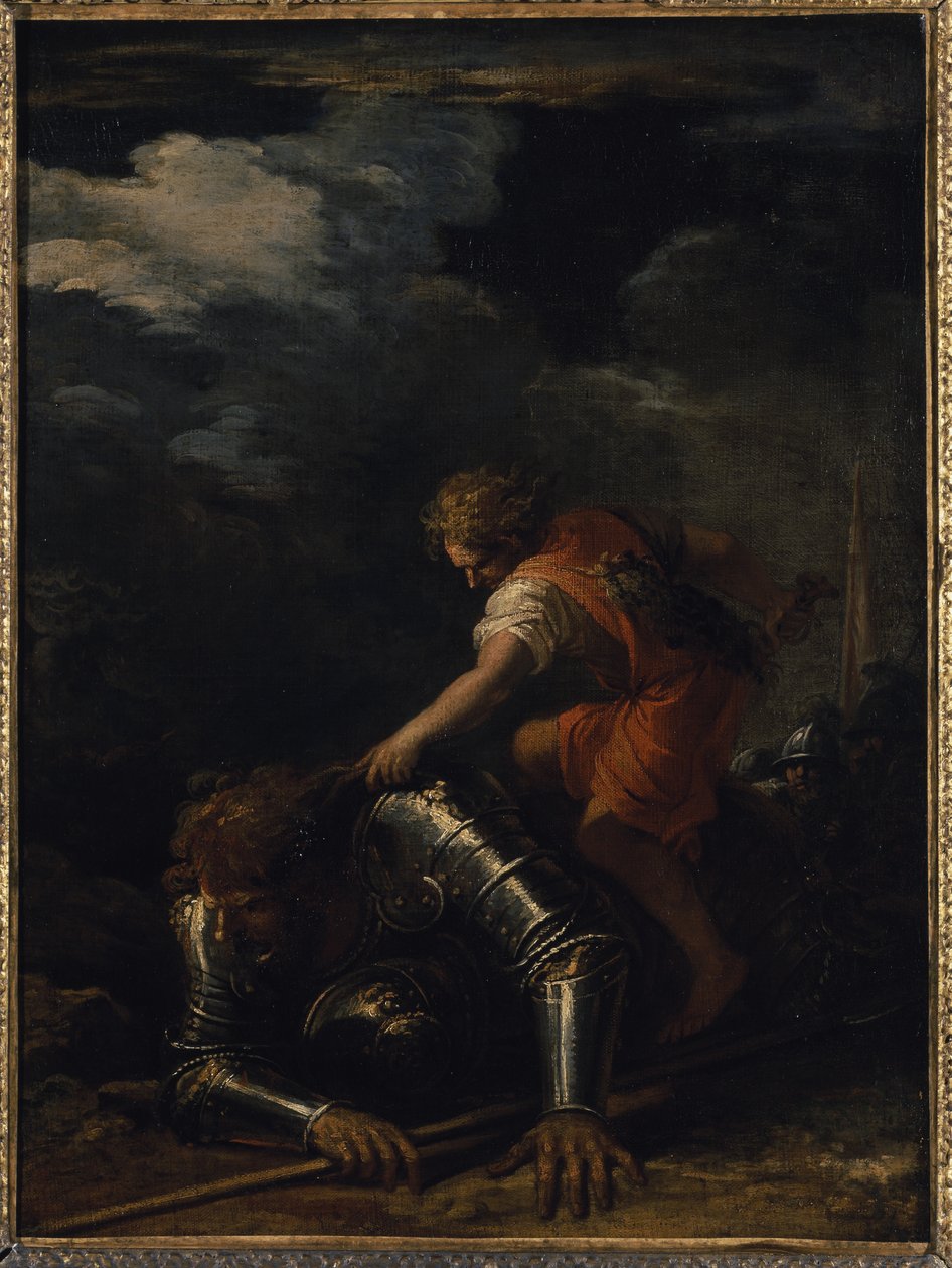 David en Goliath door Salvator Rosa