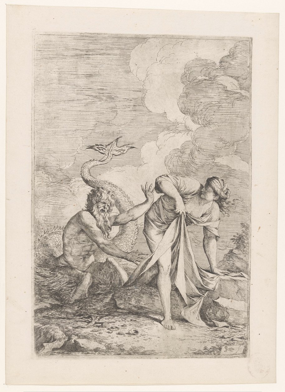 Scylla vlucht voor Glaucus door Salvator Rosa