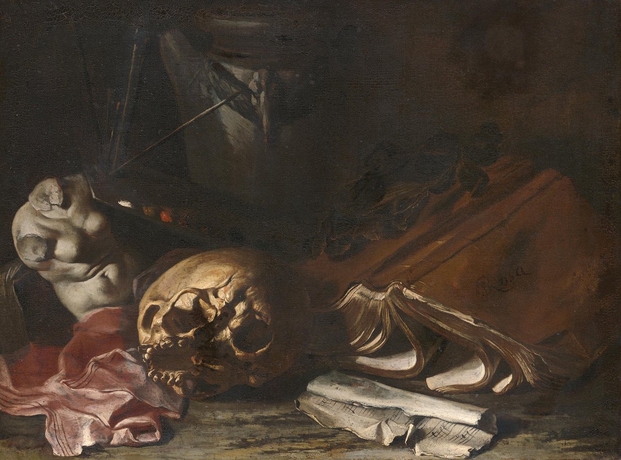 Vanitas-stilleven door Salvator Rosa