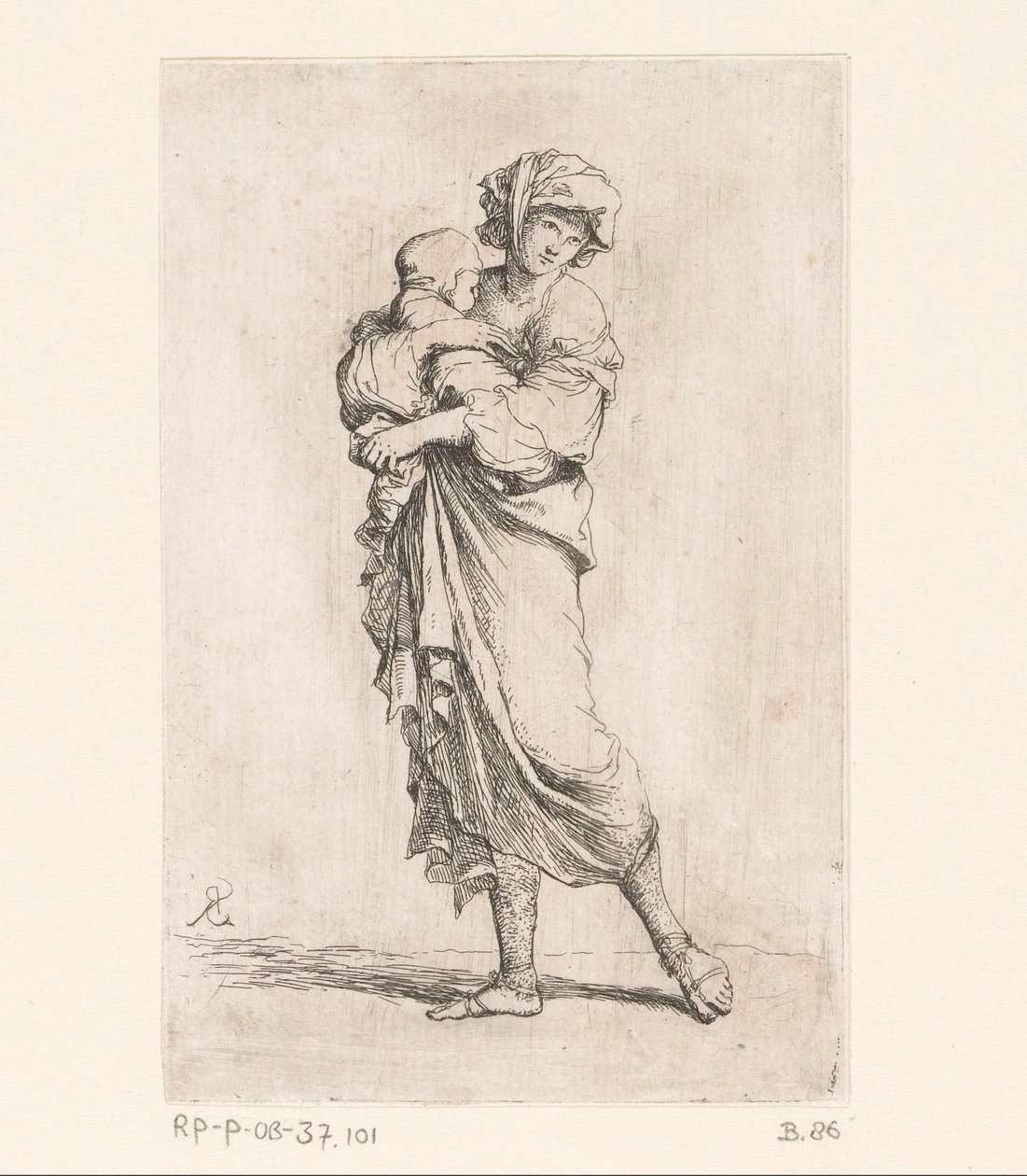 Vrouw met een kind door Salvator Rosa