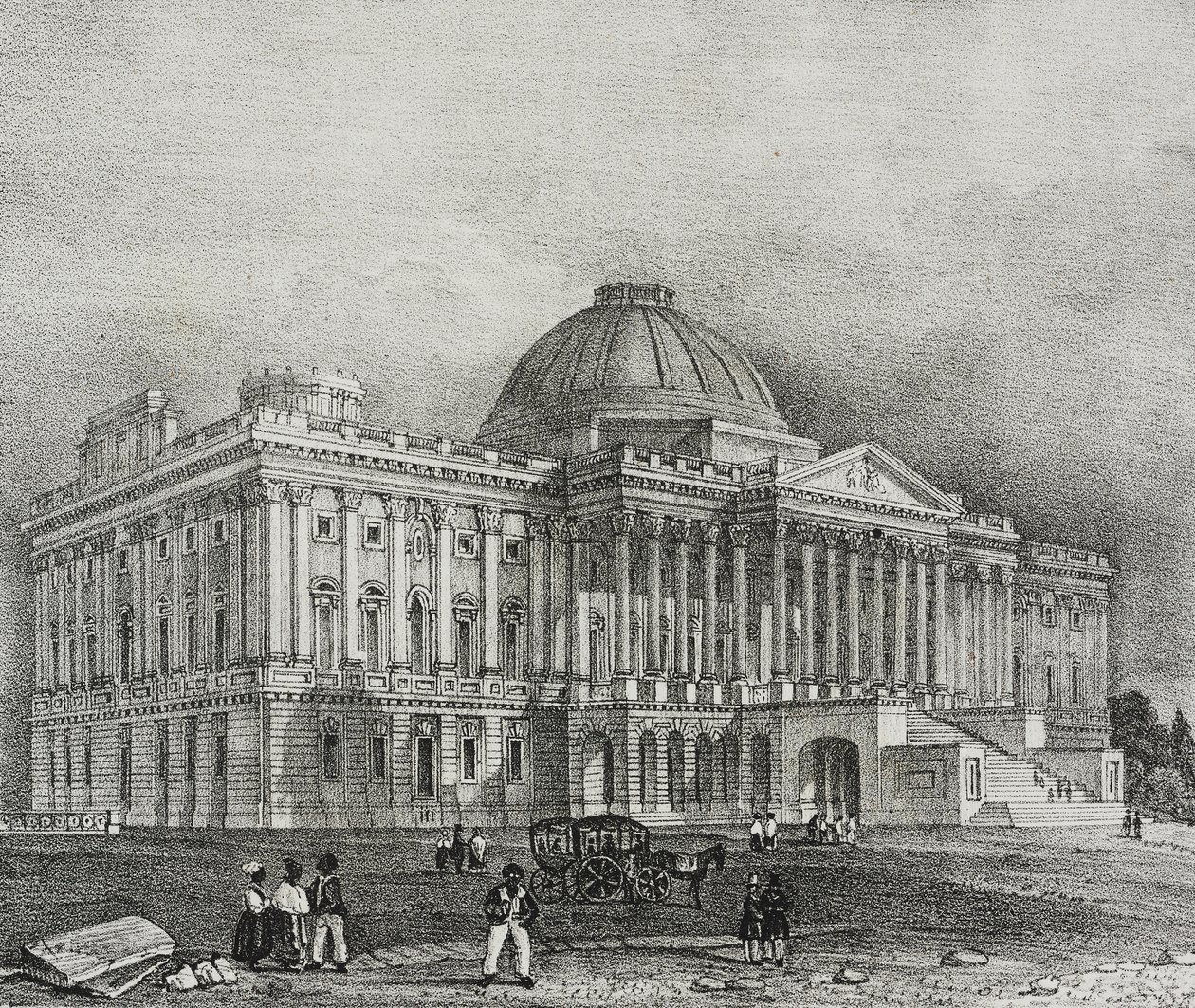 Gevel van het Capitool in Washington, VS, lithografie door Salvatore Puglia uit Poliorama Pittoresco, nr. 42, 28 mei door Salvatore Puglia