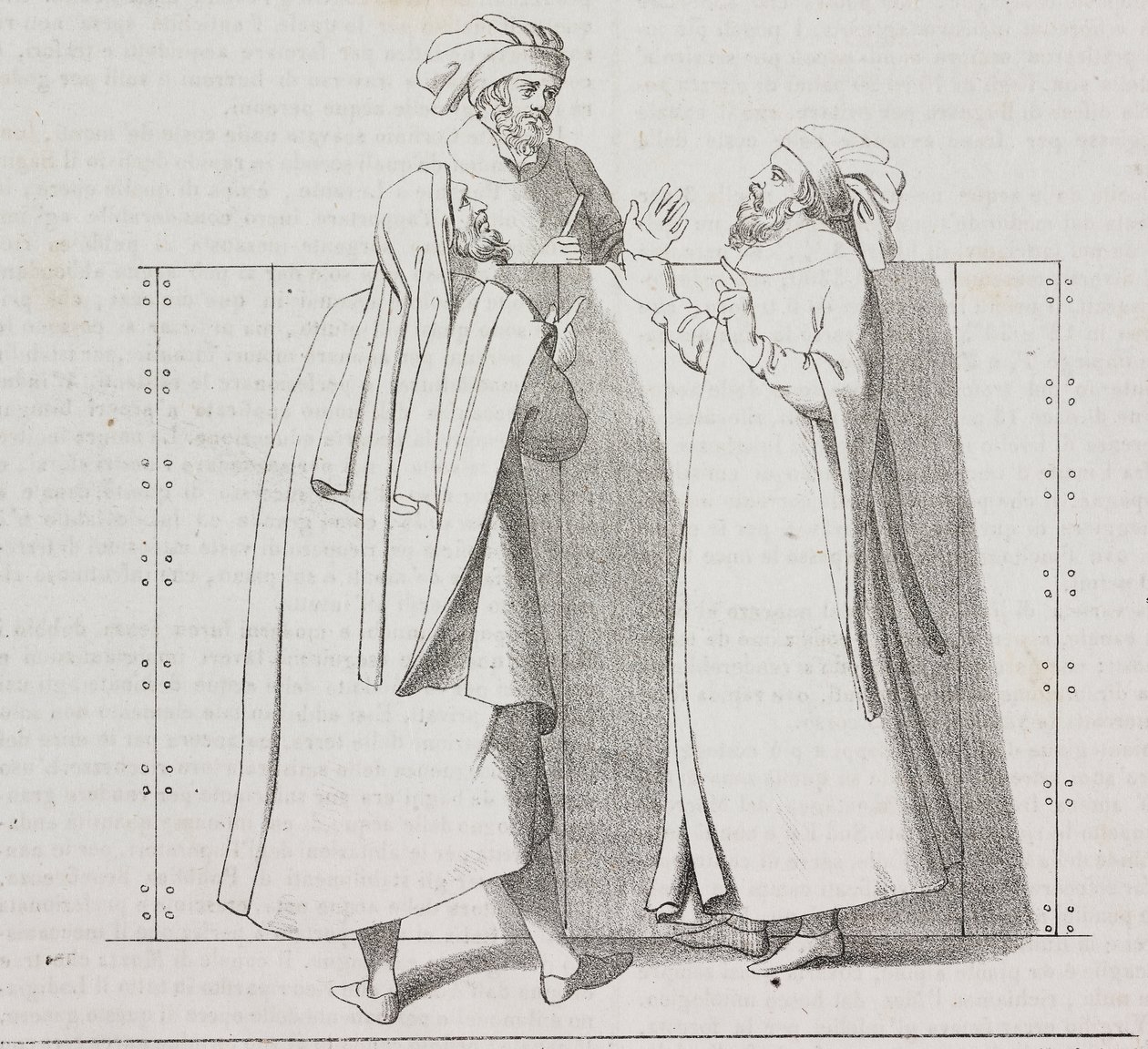 Florentijnse ambachtslieden van de 16e eeuw, Florence, Toscane, Italië, lithografie uit Poliorama Pittoresco, nr. 28, 15 februari door Salvatore Puglia
